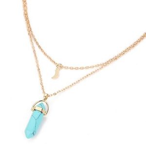 Gold Layered Moon Necklace ⭐️ Turquoise 2 for 20